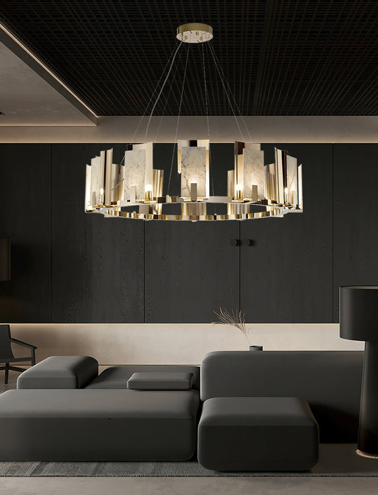Jessie Alabaster Round Chandelier-DWHOME