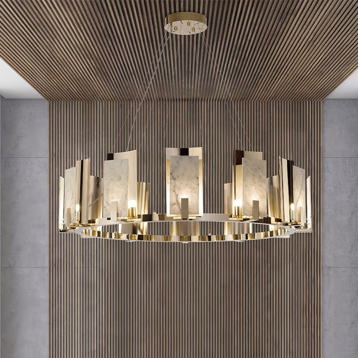 Jessie Alabaster Round Chandelier-DWHOME
