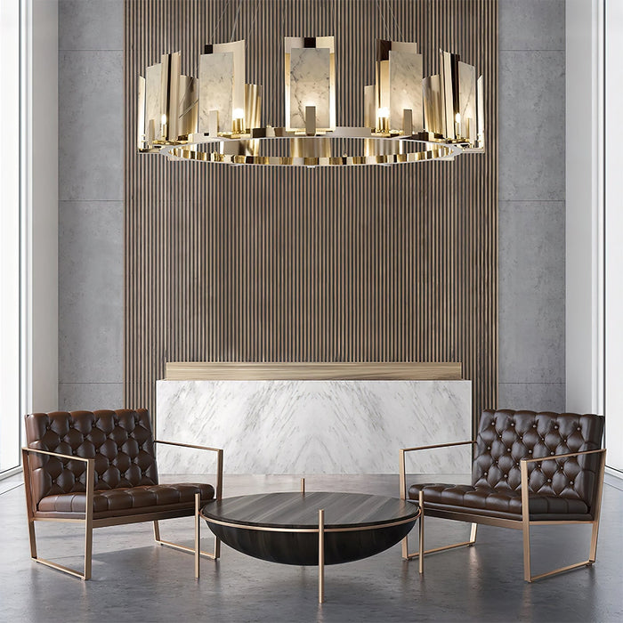 Jessie Alabaster Round Chandelier-DWHOME