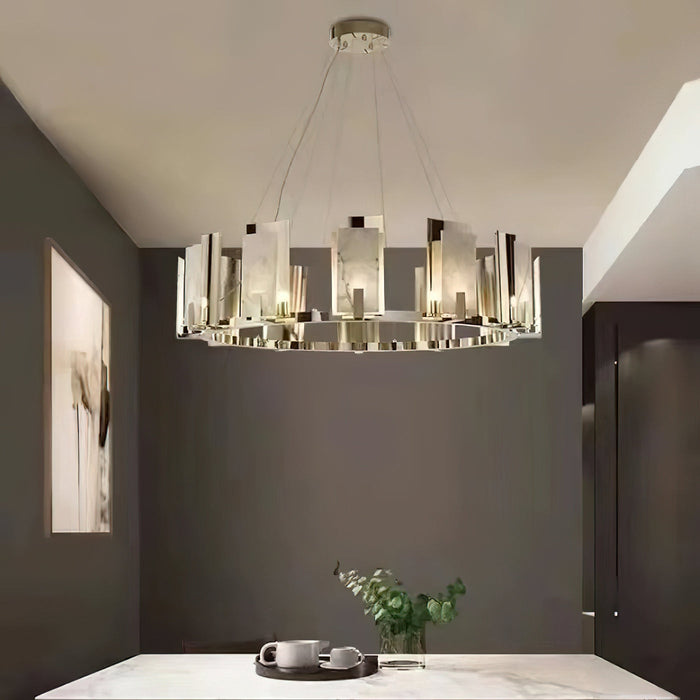 Jessie Alabaster Round Chandelier-DWHOME