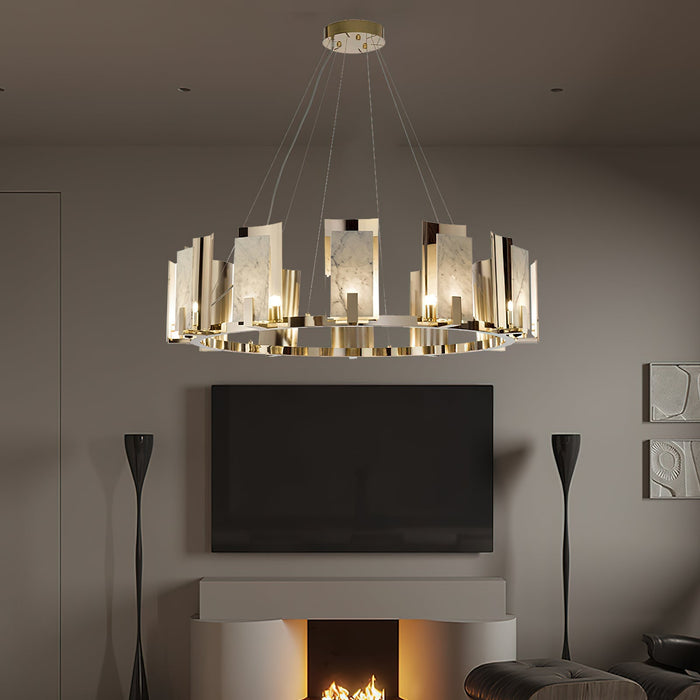 Jessie Alabaster Round Chandelier-DWHOME