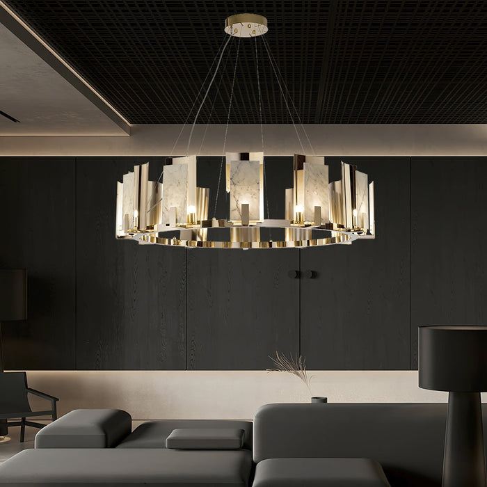 Jessie Alabaster Round Chandelier-DWHOME
