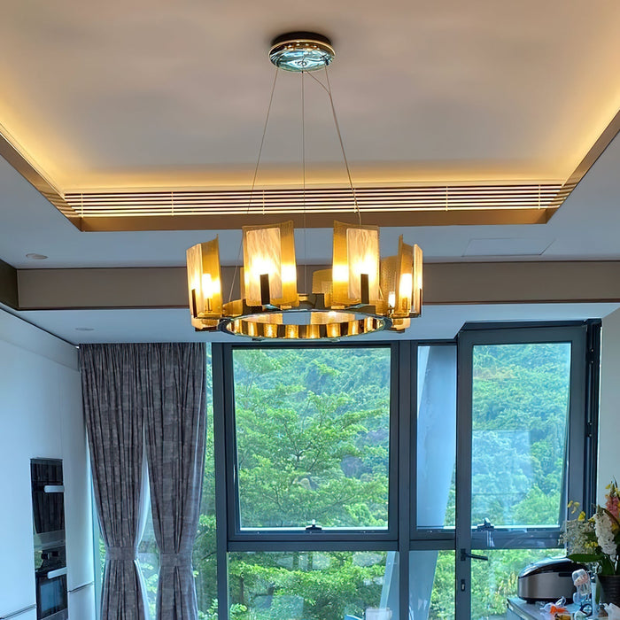 Jessie Alabaster Round Chandelier-DWHOME