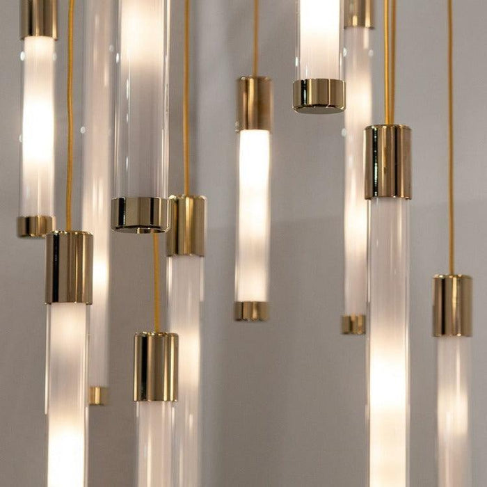 Kate Modern Gold Tube LED Staircase Chandelier - DWHOME