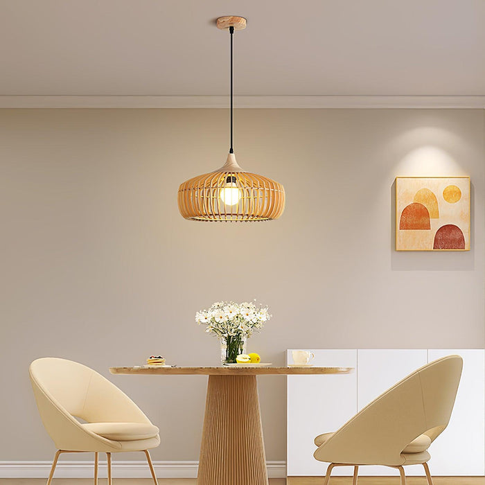 Lattice Nest Wooden Pendant Lamp-DWHOME