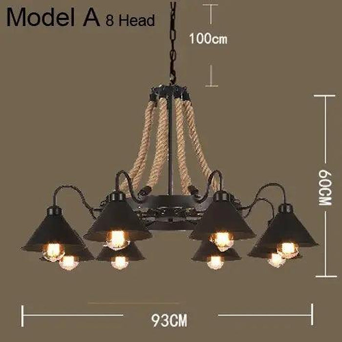 Laura 8 Heads Black Industrial Chandelier-DWHOME