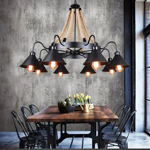 Laura 8 Heads Black Industrial Chandelier-DWHOME