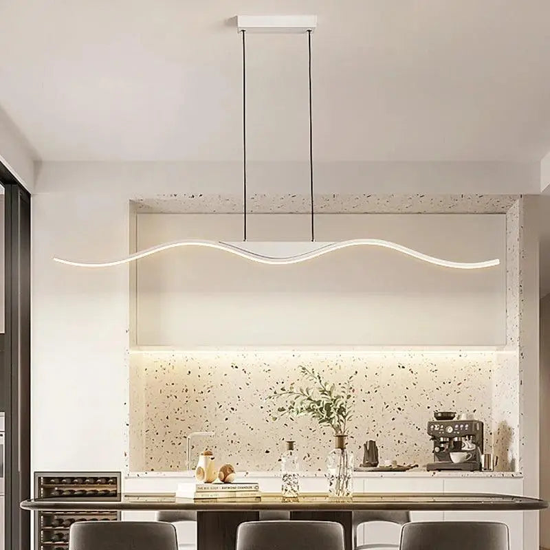 Led Restaurant Chandelier Light Luxury Modern Minimalist Dining Table Bar Long Strip Creative Home Indoor Lighting Pendant Light DWHOME