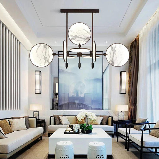 Lesley Modern Art Glass Disc Chandelier-DWHOME