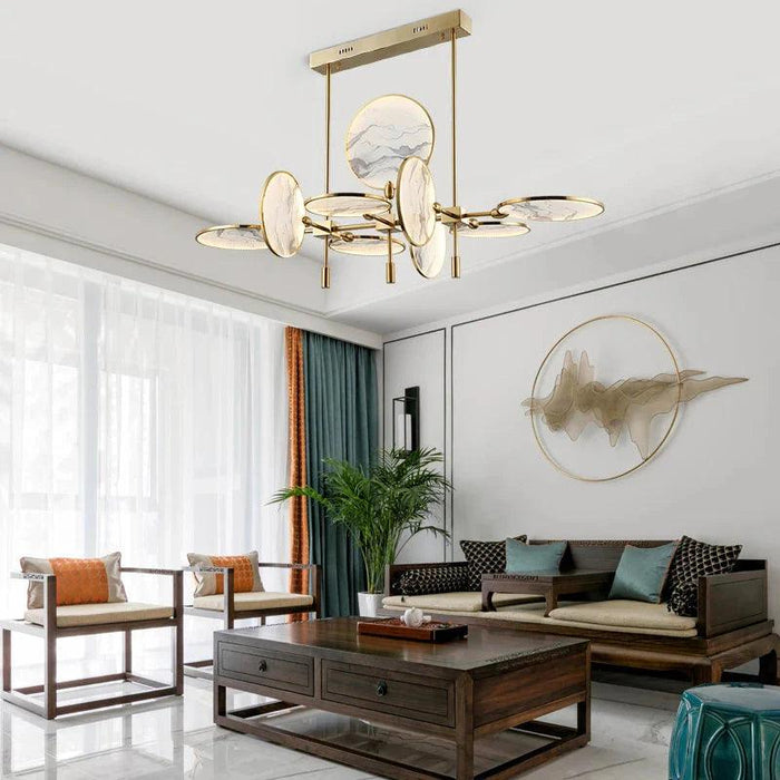 Lesley Modern Art Glass Disc Chandelier - DWHOME