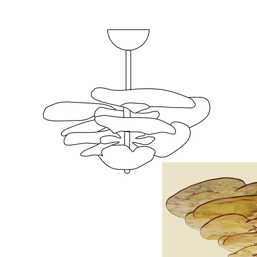 Textured Glass Leaf Amber Chandelier-DWHOME