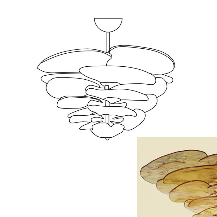 Textured Glass Leaf Amber Chandelier-DWHOME