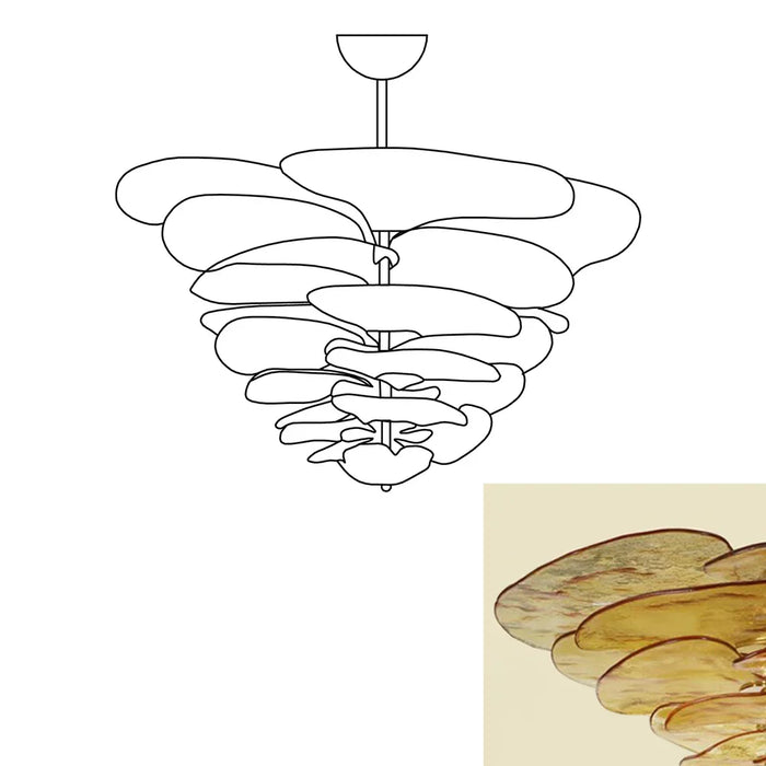 Textured Glass Leaf Amber Chandelier-DWHOME