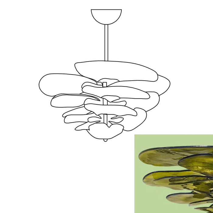 Textured Glass Leaf Green Chandelier-DWHOME