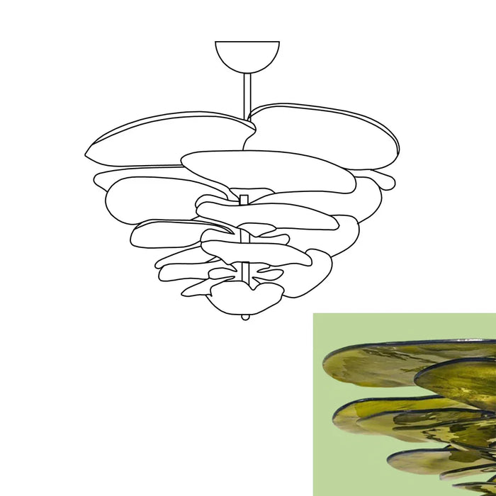 Textured Glass Leaf Green Chandelier-DWHOME