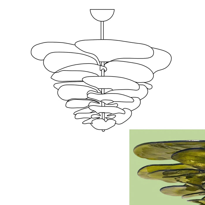 Textured Glass Leaf Green Chandelier-DWHOME