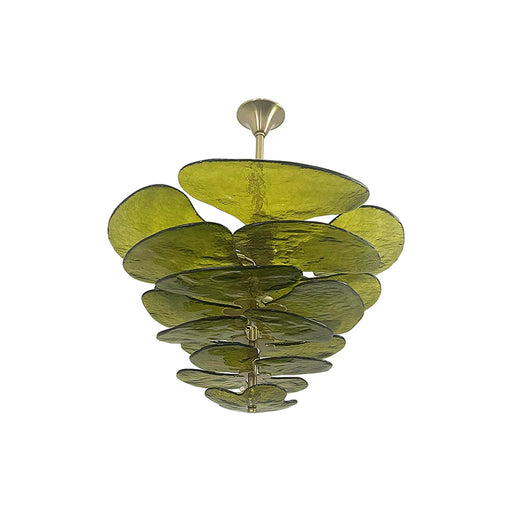Textured Glass Leaf Green Chandelier-DWHOME