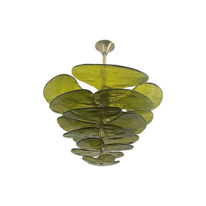 Textured Glass Leaf Green Chandelier-DWHOME