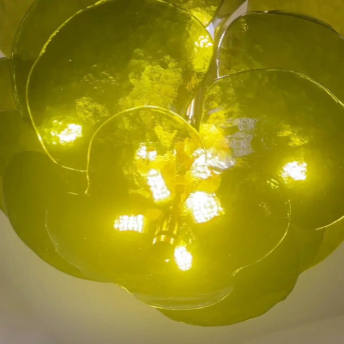 Textured Glass Leaf Green Chandelier-DWHOME