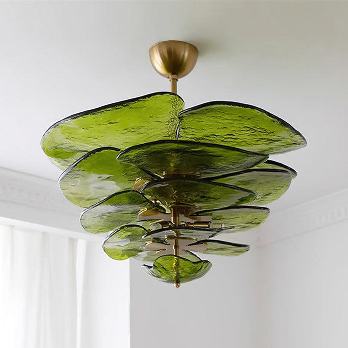 Lotus Leaf Layered Glass Chandelier-DWHOME