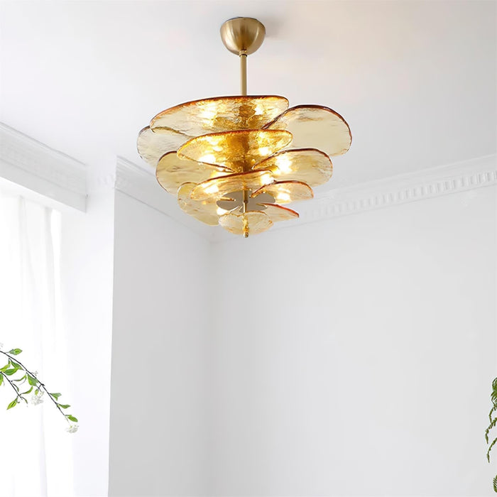 Lotus Leaf Layered Glass Chandelier-DWHOME