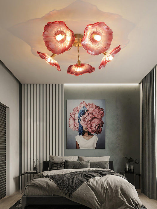 Lotus Leaf Glass Ceiling Lamp-DWHOME