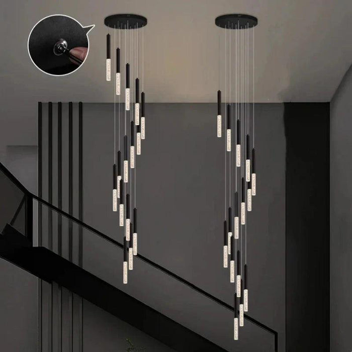 Lum Modern Black Foyer Chandelier For High Ceiling - DWHOME