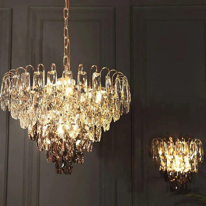 Luny Gold Cascading Waterfall Crystal Chandelier - DWHOME