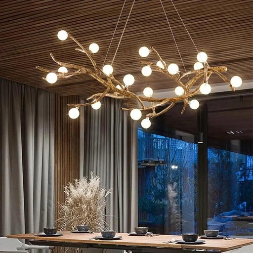 Madelyn Rustic Branch Chandelier Frosted/Clear Ball-DWHOME
