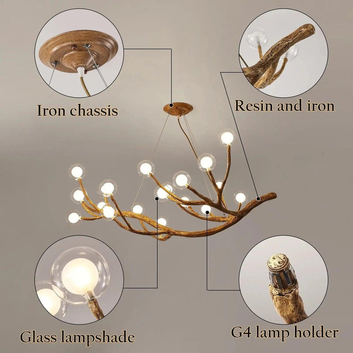 Madelyn Rustic Branch Chandelier Frosted/Clear Ball - DWHOME