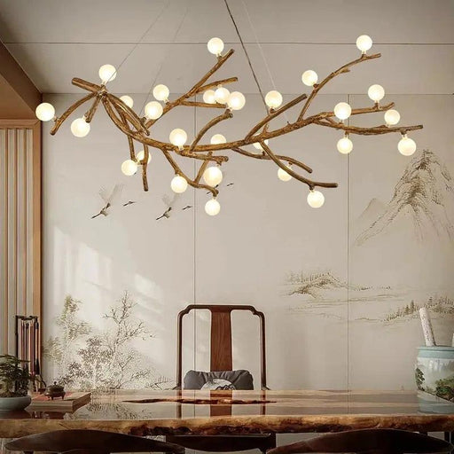 Madelyn Rustic Branch Chandelier Frosted/Clear Ball-DWHOME