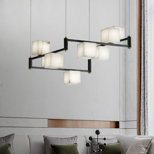 Alabaster Square Box Chandelier-DWHOME