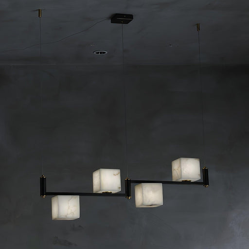 Alabaster Square Box Chandelier-DWHOME