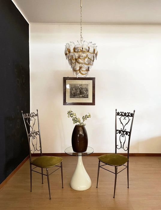 Mazzega Murano Transparent Amber Glasses Chandelier-DWHOME