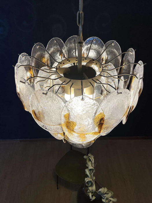 Mazzega Murano Transparent Amber Glasses Chandelier-DWHOME
