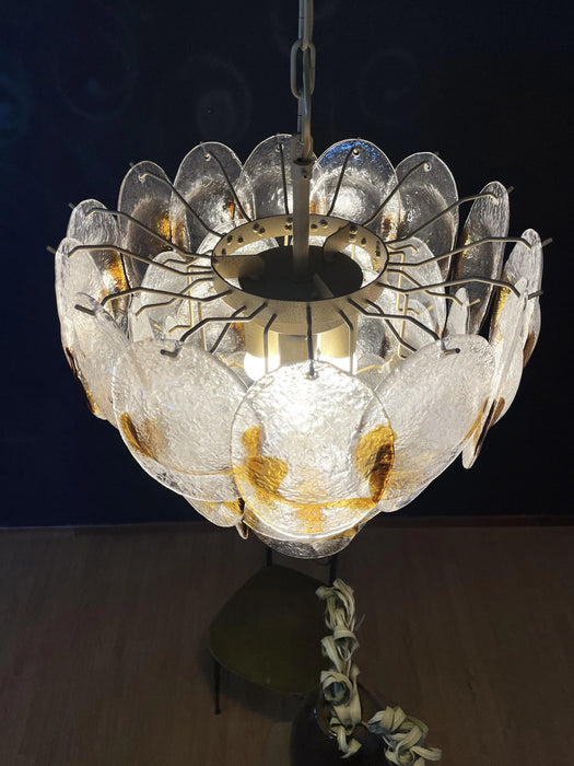 Mazzega Murano Transparent Amber Glasses Chandelier-DWHOME