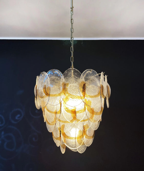Mazzega Murano Transparent Amber Glasses Chandelier-DWHOME