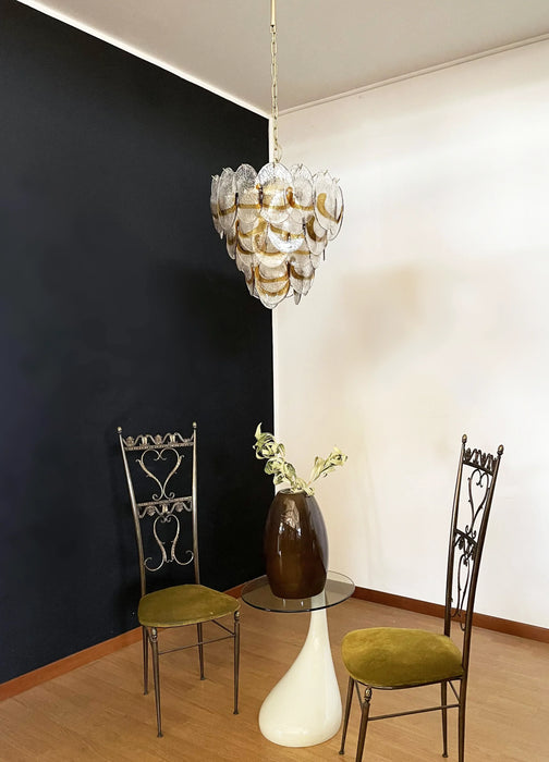 Mazzega Murano Transparent Amber Glasses Chandelier-DWHOME