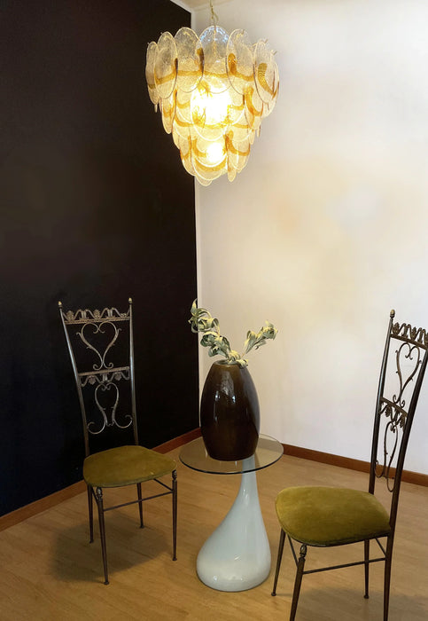 Mazzega Murano Transparent Amber Glasses Chandelier-DWHOME