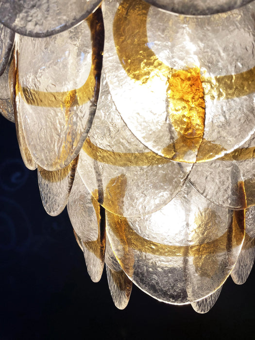 Mazzega Murano Transparent Amber Glasses Chandelier-DWHOME