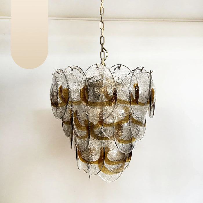 Mazzega Murano Transparent Amber Glasses Chandelier-DWHOME