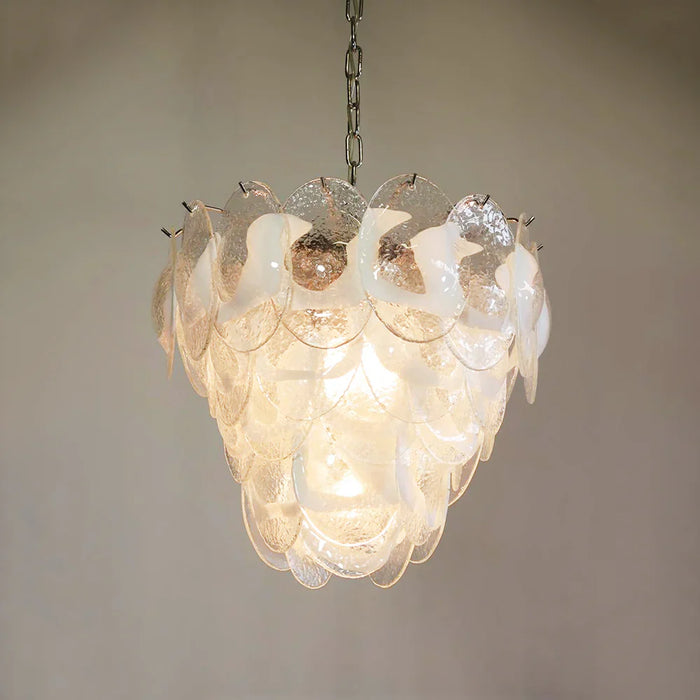 Mazzega Murano Transparent White Glasses Chandelier-DWHOME