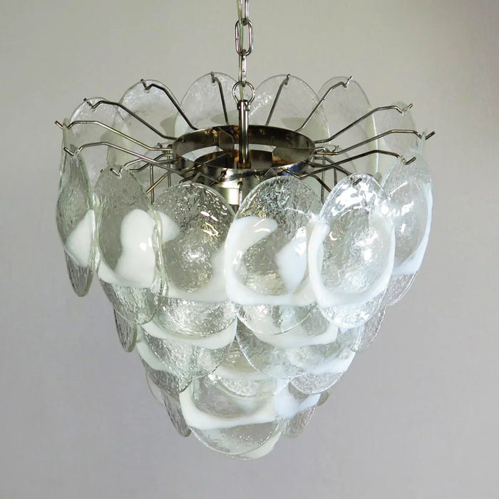 Mazzega Murano Transparent White Glasses Chandelier-DWHOME