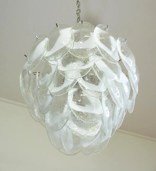 Mazzega Murano Transparent White Glasses Chandelier-DWHOME