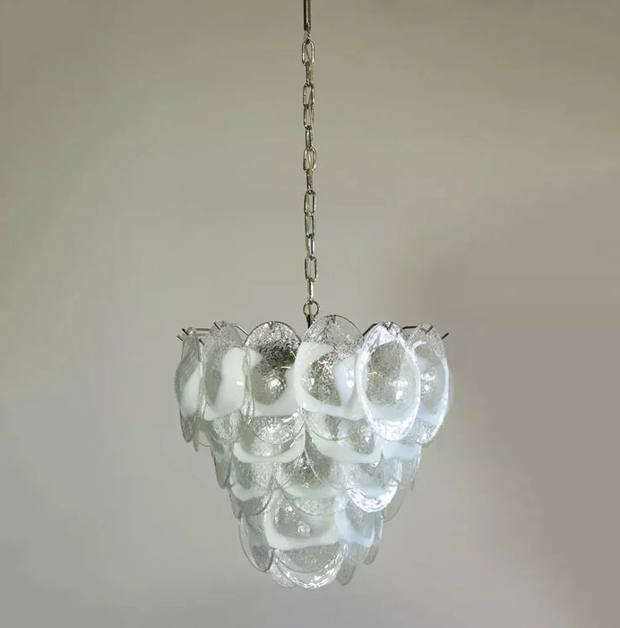 Mazzega Murano Transparent White Glasses Chandelier-DWHOME