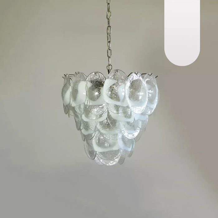 Mazzega Murano Transparent White Glasses Chandelier-DWHOME