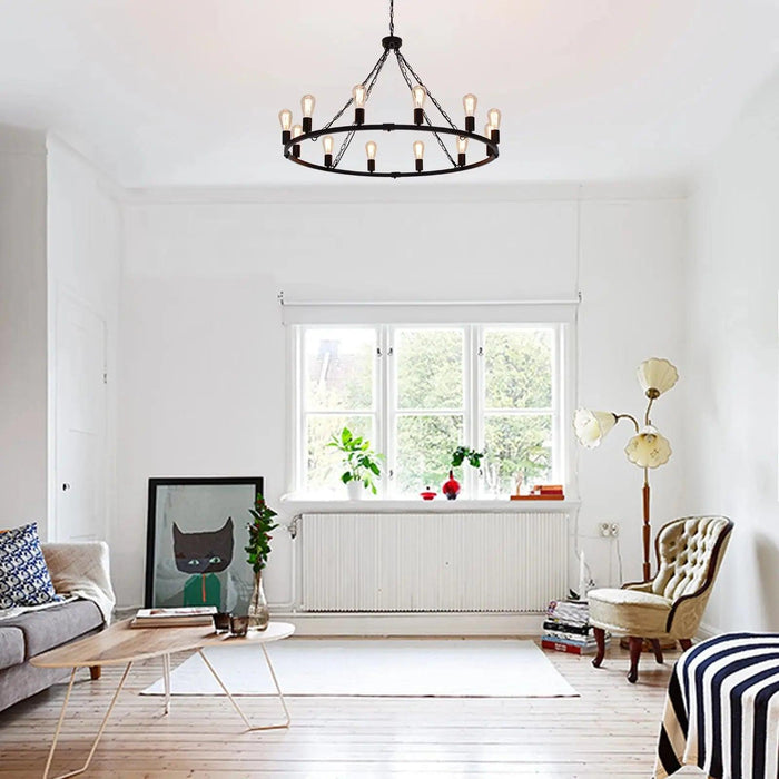 Metal 12 Light Black Chandelier Fixture - DWHOME