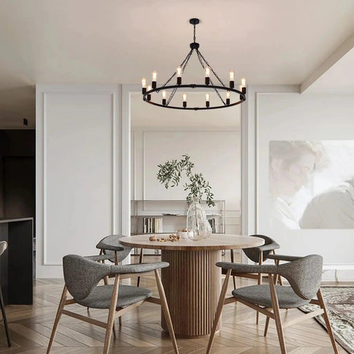 Metal 12 Light Black Chandelier Fixture-DWHOME