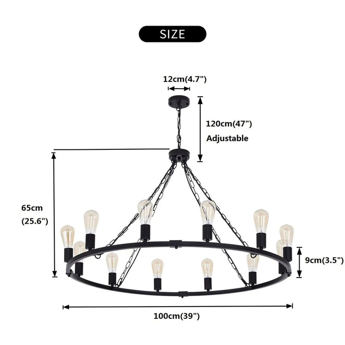 Metal 12 Light Black Chandelier Fixture - DWHOME