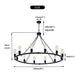 Metal 12 Light Black Chandelier Fixture - DWHOME